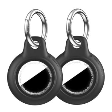 Imagem de MOLOSLEEVE Pacote com 2 unidades à prova d'água para Apple para suporte de AirTag, capa de AirTag com chaveiro, policarbonato rígido + TPU à prova de choque e resistente a arranhões para Airtags