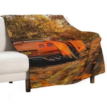 Imagem de HouLaiZhe Cobertor super macio de flanela JDM carro esporte outono leve cobertor refrescante para sofá-cama cadeira sofá carro viagem ao ar livre leve quente 152 x 203 cm