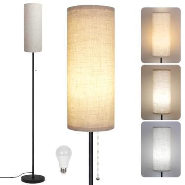 Imagem de Ldeco Luminária De Chão Para Sala De Estar, Luminárias De Pé Modernas Com Abajur, Luminária Alta Minimalista Com Interruptor De Corrente Para Sala De Estar, Lâmpada Led Incluída (Abajur Bege)