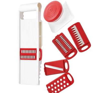 Imagem de Mandolin 5 em 1 Keita – Fatiador Multifuncional com Lâminas Ajustáveis, Cortes Precisos, Protetor de Mãos e Base Antiderrapante para Cozinha