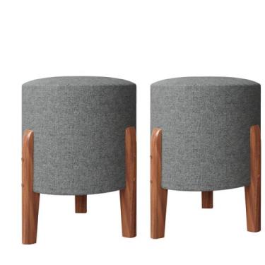 Imagem de Kit Puf,Puff Sala Banqueta Redondo Dallas Pés em Madeira-Cores - Lojas