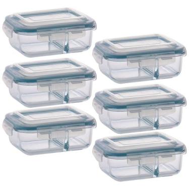 Imagem de Conjunto Com 6 Potes 640ml Divisória Hermético Marmita - QUALITY HOUSE