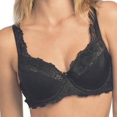 Imagem de Sutiã Sustentação DeMillus 65104 Com Renda, Preto, 52