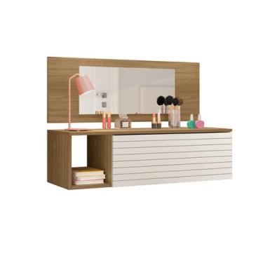 Imagem de Penteadeira Suspensa Joy Com Espelho E Painel Nature Branco - Peternel