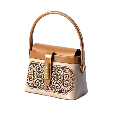 Imagem de ZHIYONG Bolsa feminina Wanderlust com estampa bordada à mão em couro legítimo, bolsa e transversal, branca