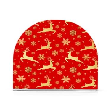 Imagem de Wassud Porta-guardanapos de acrílico de rena dourada, dispensador de guardanapos de papel moderno em forma de U para mesa, cozinha, sala de jantar, bancada 1 peça (comporta 50-60 guardanapos)