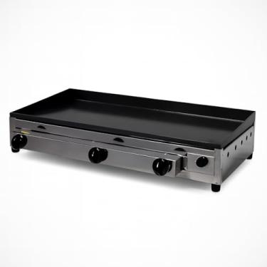 Imagem de Chapa Profissional a Gás para Lanches, 40 x 80 cm, 3 Queimadores, Aço e Inox, 3,5mm