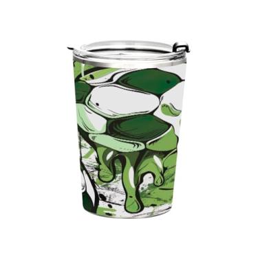 Imagem de STAYTOP Copo colorido de aço inoxidável de futebol 368 g, copo de café isolado com tampa e canudo, caneca de café de viagem de parede dupla para bebidas quentes e frias