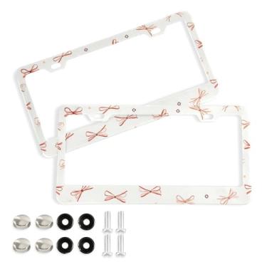 Imagem de CEBUGI Pacote com 2 molduras de placa de carro de alumínio capas de moldura de placa de carro com 2 furos acessórios automotivos para placas dianteiras e traseiras orifício elíptico