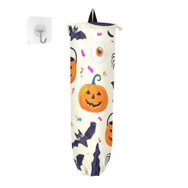 Imagem de xigua Suporte de parede para saco de plástico de abóboras de Halloween com cordão, pacote com 2, organizador de sacolas de compras reutilizáveis, decoração para bolsas, meias, roupas íntimas e