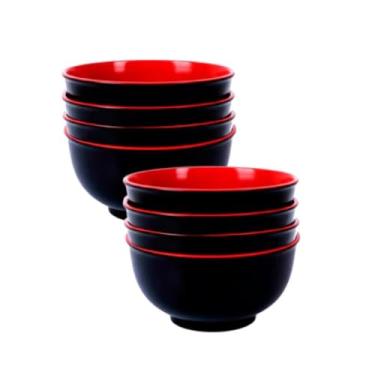 Imagem de Kit 12 Tigelas de Melamina com Colher - Bowl Oriental 1L para Restaurante Japonês (Não Inclui Organizador de Talheres)(Kit 8 Unidades 38% 0FF)
