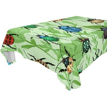 Imagem de Burbuja Toalha de mesa com folhas de besouros, toalha de mesa quadrada, anti-rugas, grossa para decoração de jantar, cozinha, festa, 137 x 137 cm