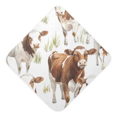 Imagem de STAYTOP Ranch Cows Toalhas de bebê com capuz de musselina, toalha de banho super macia, toalhas de banho absorventes para banho recém-nascido unissex 76 x 76 cm