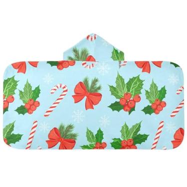 Imagem de Burbuja Toalha de banho com capuz de laço rosa para crianças, toalha de praia de pelúcia macia absorvente para chá de meninas e meninos 3-10 anos, 61 x 127 cm