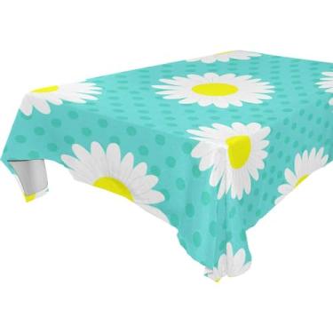 Imagem de Burbuja Toalha de mesa Daisies, toalha de mesa quadrada anti-rugas grossa para decoração de jantar, cozinha, festa, 152 x 152 cm