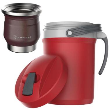 Imagem de Cuia Térmica Inox Bronze 250ml Jarra Térmica 2,5L Vermelha - Termolar