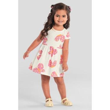 Imagem de Vestido infantil menina de borboletinha Brandili, Natural, 10