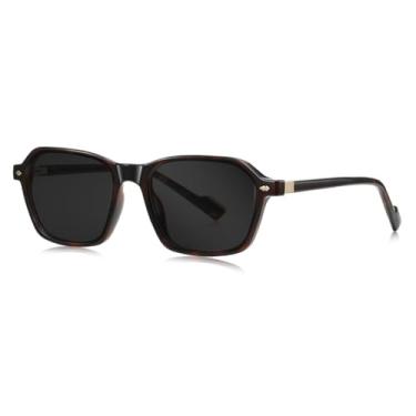 Imagem de HCPIHF Óculos de sol retangulares da moda, femininos, com armação Uv400, retrô, degradê, masculino, rebites (5)