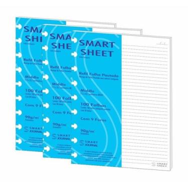 Imagem de Kit 3 Refil Caderno Inteligente 90G 100 Folha Pautado Medio - Best