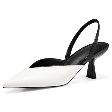 Imagem de Coutgo Sapato social feminino com salto gatinho fechado bico fino sem cadarço para festa, Poliuretano branco, 39