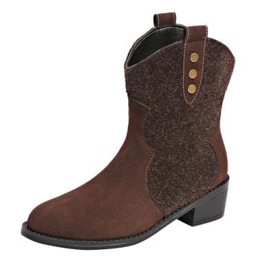 Imagem de Botas femininas de salto alto com bico fino e costura confortável para uso interno e externo, Café, 36