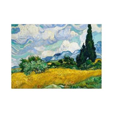 Imagem de Pintura Em Tela De Paisagem Do Mar Com Flores De Íris E Céu Estrelado 