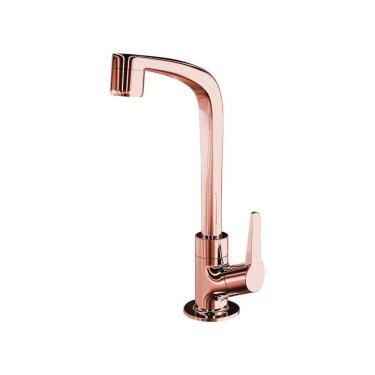 Imagem de Torneira Lavatório Mesa Bica Alta Rose Gold Flatt 1195 F71 Lorenzetti