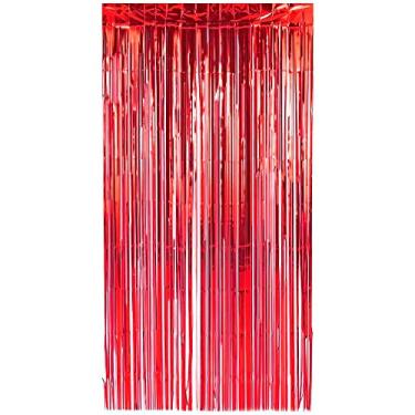 Imagem de CORTINA DE FRANJA METALIZADA VERMELHA 100 CM X 200 CM