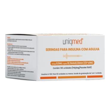 Imagem de Seringas para Insulina Uniqmed 100u 0,5ml 12,7mm 29g Caixa com 100 unidades