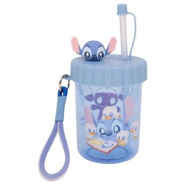 Imagem de Zonacriativa - Copo Canudo Flip Stitch Disney 500ml | Plástico bpa free, alça e aplique 3d | Ideal para hidratação infantil e lanche da escolinha