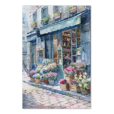 Imagem de Quebra-cabeça Paris Cafe Florist 500 peças adulto, quebra-cabeças desafiadores para adultos com letras nas costas