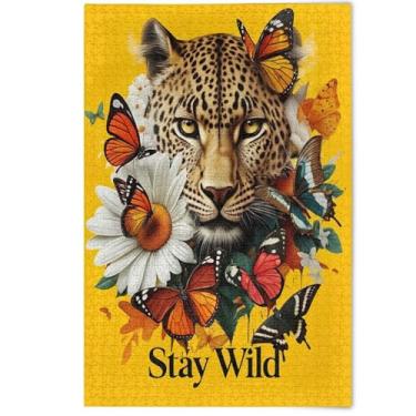 Imagem de Quebra-cabeça artístico de borboletas leopardo para adultos, 500 peças, jogo de quebra-cabeça engraçado, presentes tecnológicos, cena, natureza, paisagem, arte animal, 500 peças, 52 x 37,8 cm