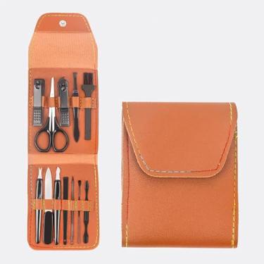Imagem de Conjunto completo de ferramentas para cortar unhas, pedicure e beleza para unhas dos pés, conjunto portátil de manicure e pedi (marrom)