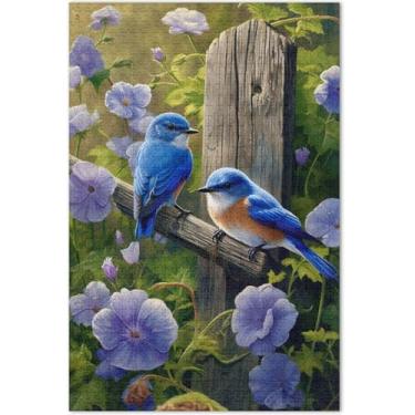 Imagem de Quebra-cabeças para adultos com flores azuis, 500 peças, pintura de arte, quebra-cabeças exclusivos para adultos, presentes para amantes de quebra-cabeças