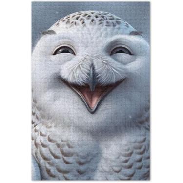 Imagem de Quebra-cabeça engraçado de coruja da neve para adultos, 500 peças, quebra-cabeças rígidos engraçados para adultos, arte de pintura animal, 51 x 35 cm