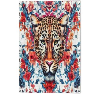 Imagem de Quebra-cabeças para adultos 1000 peças arte leopardo colorido jogo floral engraçado família diversão paisagem arte, 1000 peças, 75 x 50 cm