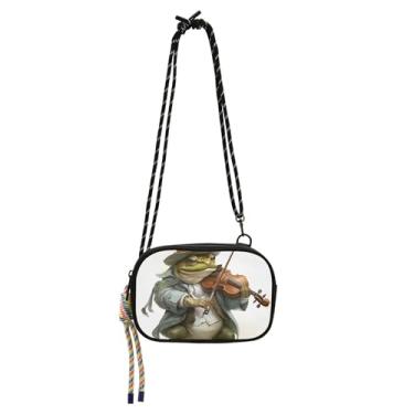 Imagem de TSENQUE Lindas bolsas transversais de violino de sapo de desenho animado para mulheres bolsa de viagem pequena bolsa de ombro feminina linda bolsa de celular carteira