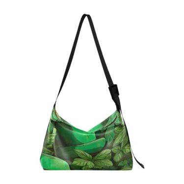 Imagem de Bolsa tiracolo de couro dragão verde, bolsa de ombro masculina, bolsa de couro sintético, Chapéu de São Patrício com folhas-4, One Size