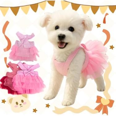 Imagem de Vestido para Pets Estilo Festa com Saia Volumosa – Roupa de Verão para Cães e Gatos(L,Rosa)