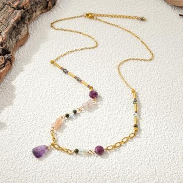Imagem de Colar de borla de ametista estilo boêmio, corrente de clavícula ajustável, joia feminina, todos os dias, joias, festas, presentes de dia dos namorados, One Size Fits Most, Gema, Ametista