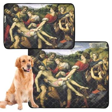 Imagem de TSENQUE Almofadas de xixi para cães laváveis Raphael Deposição de Cristo, almofada reutilizável para treinamento de filhotes de cachorro, absorvente à prova d'água, tapete de cercadinho para cães