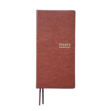 Imagem de Agenda semanal A6 sem data, tamanho portátil, organizador de compromisso, couro de poliuretano, caderno de bolso (marrom)