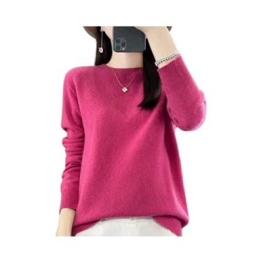 Imagem de Suéter Feminino De Lã Com Gola Redonda, Manga Longa, Tricô, Moda Versá