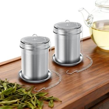 Imagem de 2 infusores de chá, infusores de chá de malha extrafina para chá solto, coador de chá de aço inoxidável 18/8 com gancho de corrente estendida, infusores de chá para chá, especiarias e temperos