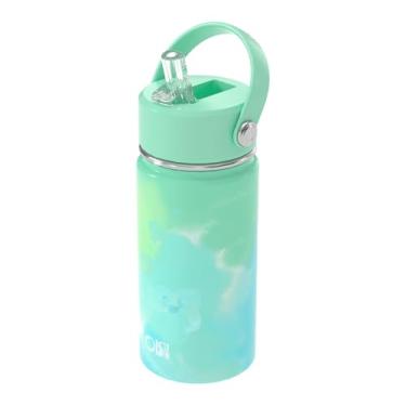 Imagem de OISIZ Garrafa de água infantil com tampa de canudo 397 g, garrafas de água de aço inoxidável 316 isoladas a vácuo para crianças para escola, garrafa de água à prova de vazamento, livre de BPA e manter