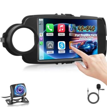 Imagem de [4G + 64G] Rádio automotivo Volxcereo para Toyota Yaris 2012 2013 2014 2015 2016 2017, tela sensível ao toque Android de 9 polegadas com carplay/Android Auto, GPS, WiFi, Bluetooth, SWC, FM/RDS, EQ