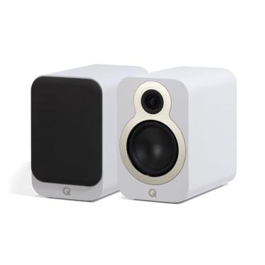 Imagem de Q Acoustics 3020c - Par de Alto-Falantes de Estante Branco Acetinado - Tipo Gabinete Reflexo Bidirecional, Driver de Graves de 12 cm, Tweeter de 2,3 cm - Alto-Falantes Estéreos/Passivos