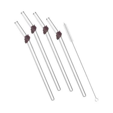 Imagem de Canudo De Vidro Borossilicato Em Forma De Fruta Reutilizável Com Escov