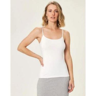 Imagem de Regata Básica Viscose Stretch Feminina Malwee Ref. 04489, Branco, XGG
