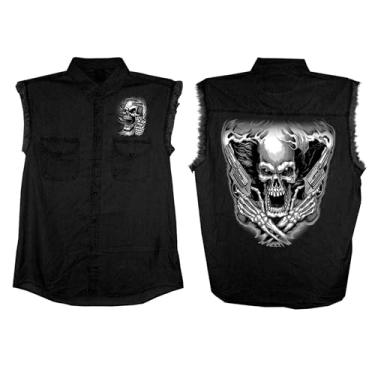 Imagem de Hot Leathers Camisa jeans masculina Assassin preta sem mangas